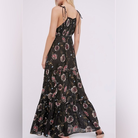 Intimately Free People Black Floral ‘Garden Party’ Smocked Maxi Dress, Size M - Picture 5 of 8